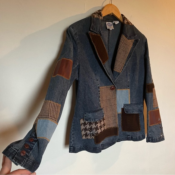 Diane Gilman Jackets & Blazers - Vintage Diane Gilman patchwork denim blazer jacket (bag13)